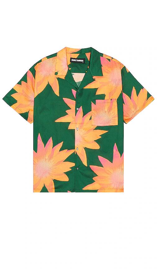 DOUBLE RAINBOUU Short Sleeve Hawaiian Shirt in Green Cover