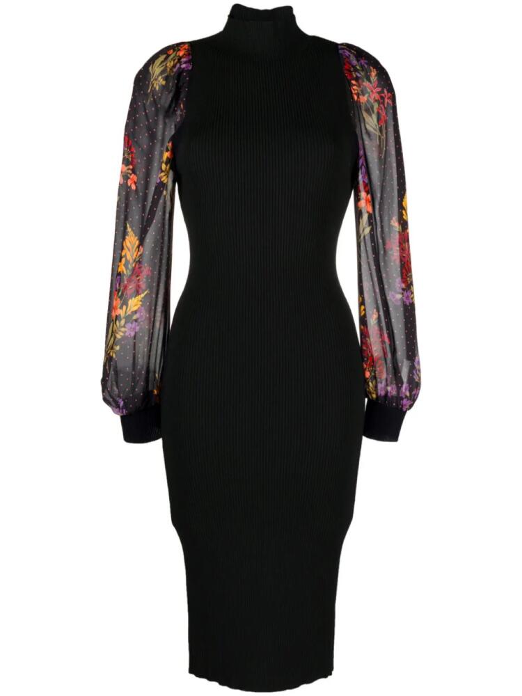 TWINSET floral-print ribbed-knit dress - Black Cover