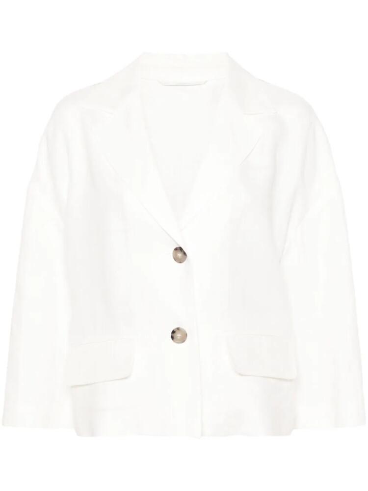 Peserico bead-embellished linen blazer - White Cover