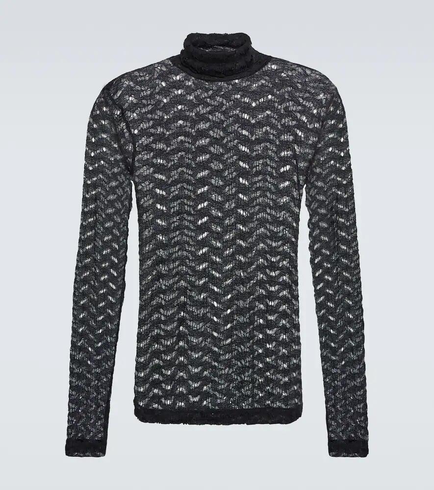 Dries Van Noten Open-knit turtleneck top Cover