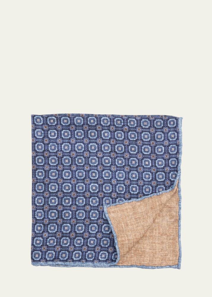 Brunello Cucinelli Men's Silk Geometric Pocket Square Cover