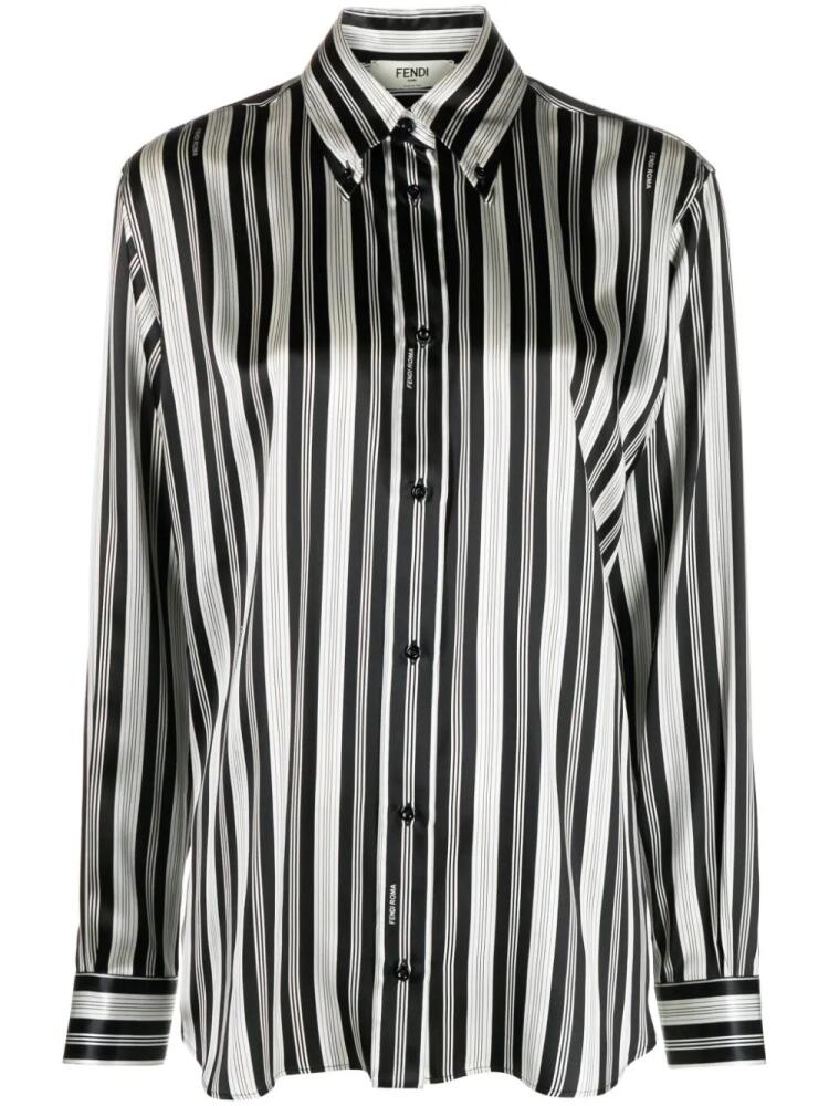 FENDI striped satin silk shirt - Black Cover