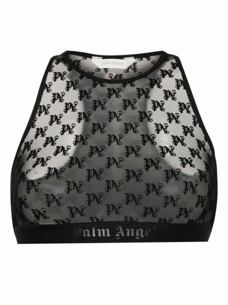 Palm Angels monogram-motif lace bra - Black Cover