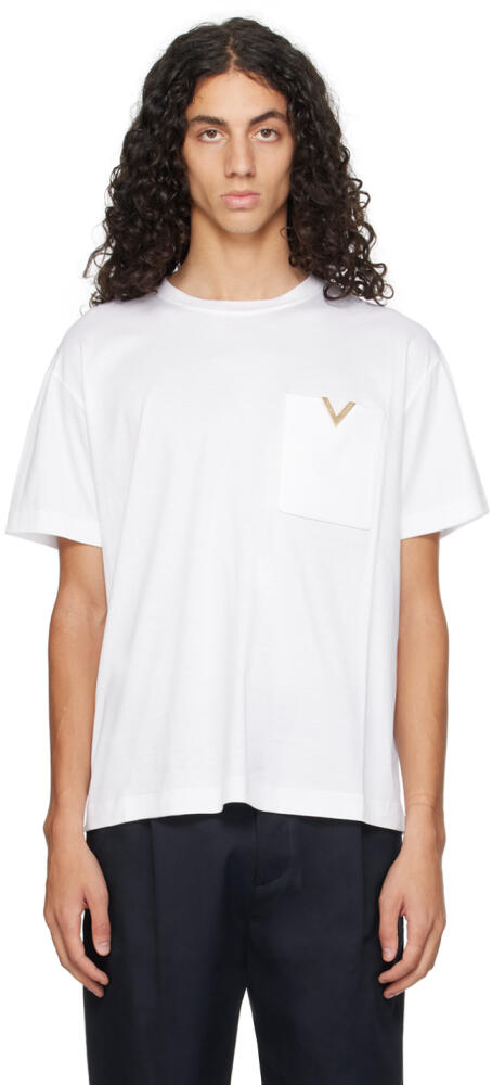 Valentino White Metallic V Detail T-Shirt Cover