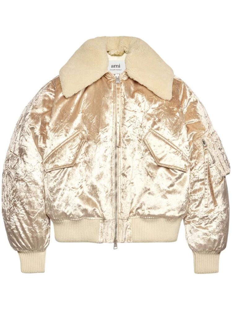 AMI Paris metallic velvet bomber jacket - Neutrals Cover