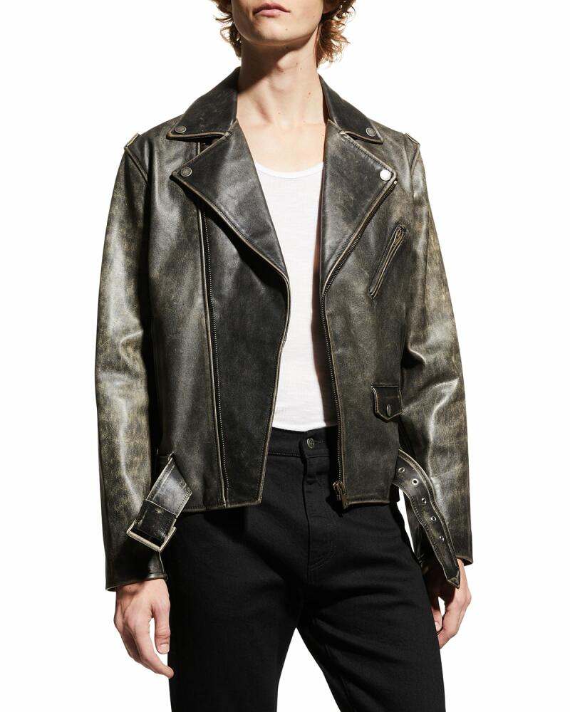 Golden Goose Men's Moto Distressed Leather Jacket Cover