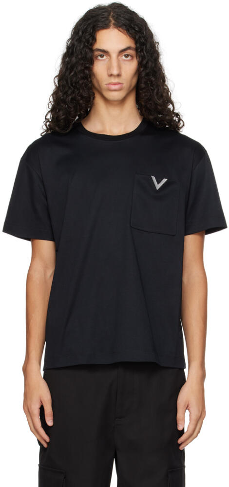 Valentino Black Metallic V Detail T-Shirt Cover