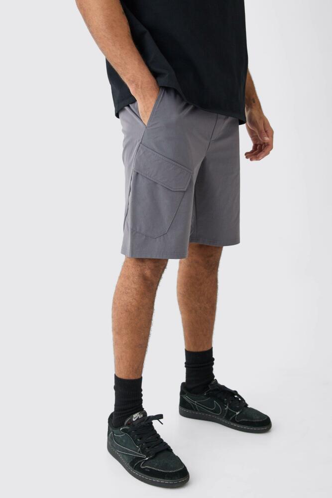 Mens Elasticated Waist Technical Stretch Cargo Short - Grey Cover