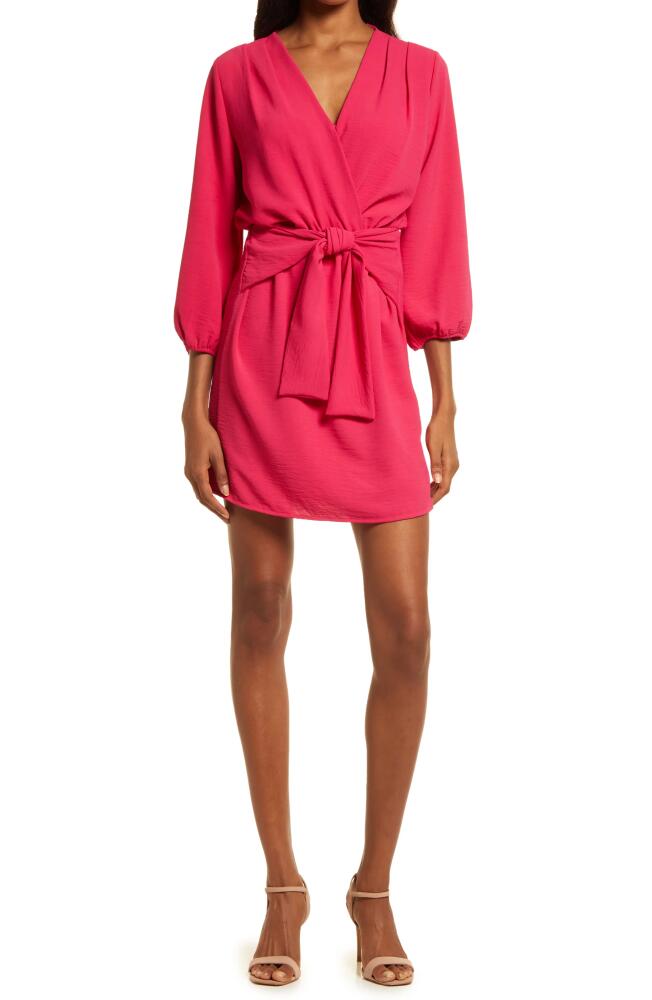 Fraiche by J Long Sleeve Tie Front Dress in Cherry Cover