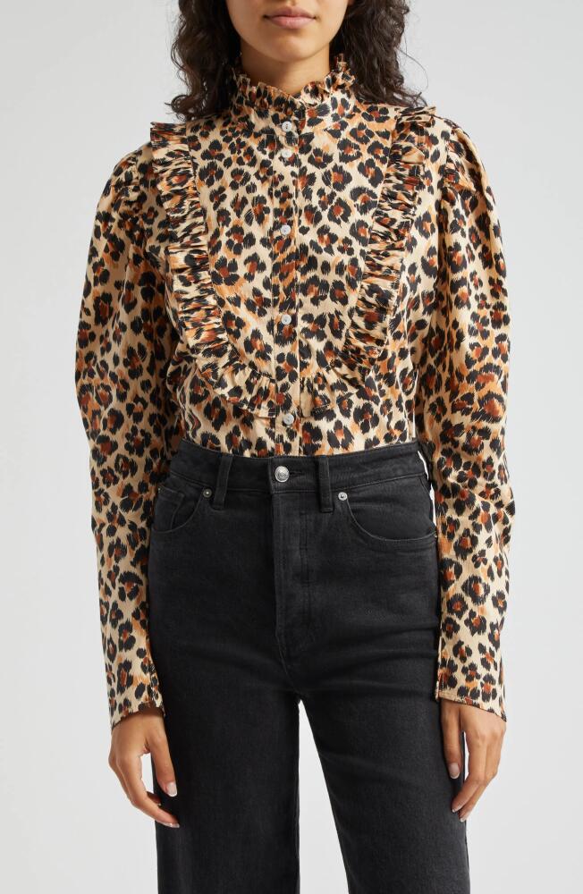 MILLE Jolie Animal Print Cotton Button-Up Shirt in Cheetah Cover