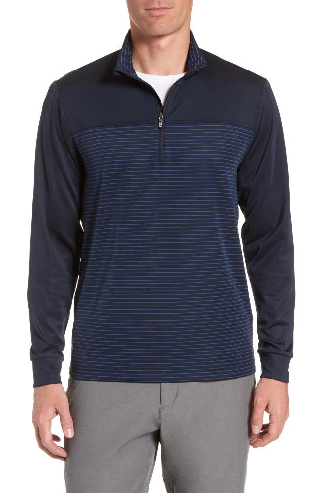 Cutter & Buck Traverse Regular Fit Stripe Quarter Zip Pullover in Liberty Navy Cover