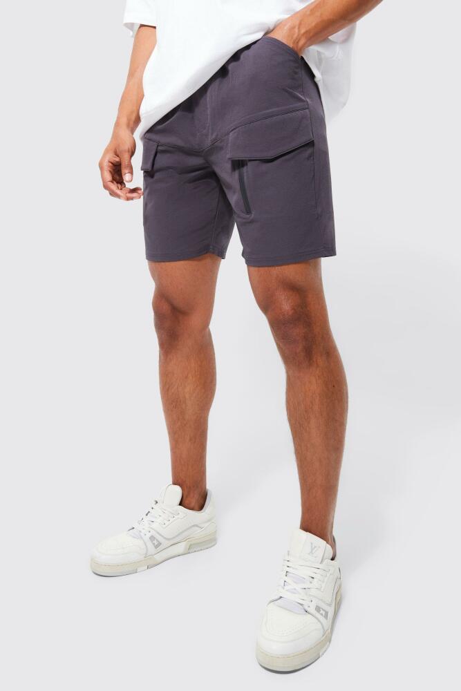 Mens Elasticated Waist Relaxed Technical Stretch Cargo With Zip - Grey Cover