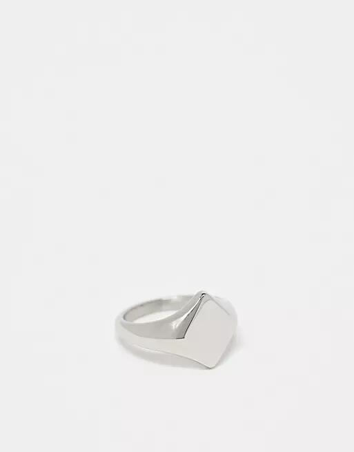 ASOS DESIGN waterproof stainless steel geo signet ring in silver tone Cover