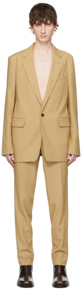 Dries Van Noten Tan Single-Breasted Suit Cover