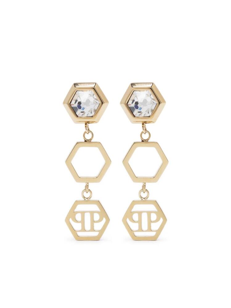 Philipp Plein Hexagon Lux drop earrings - Gold Cover