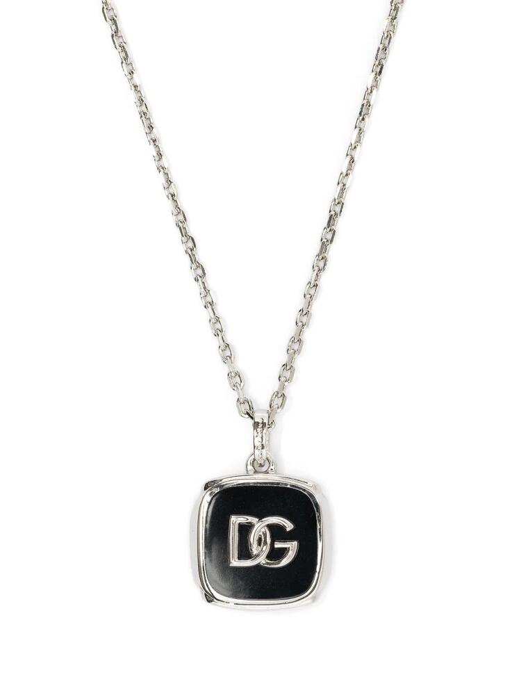 Dolce & Gabbana logo-plaque chain-link necklace - Black Cover