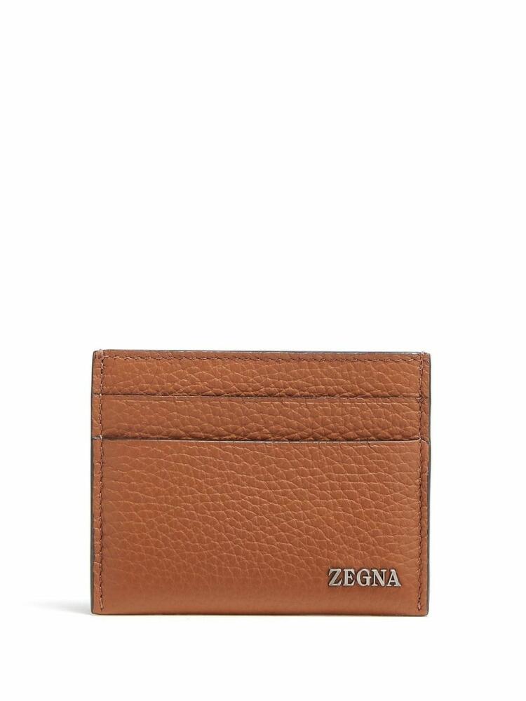 Zegna logo-plaque leather cardholder - Brown Cover