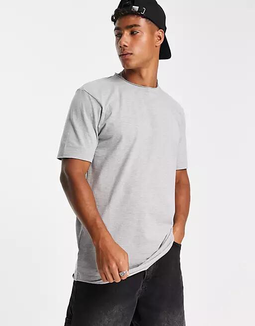 DTT raw edge T-shirt in light gray heather Cover