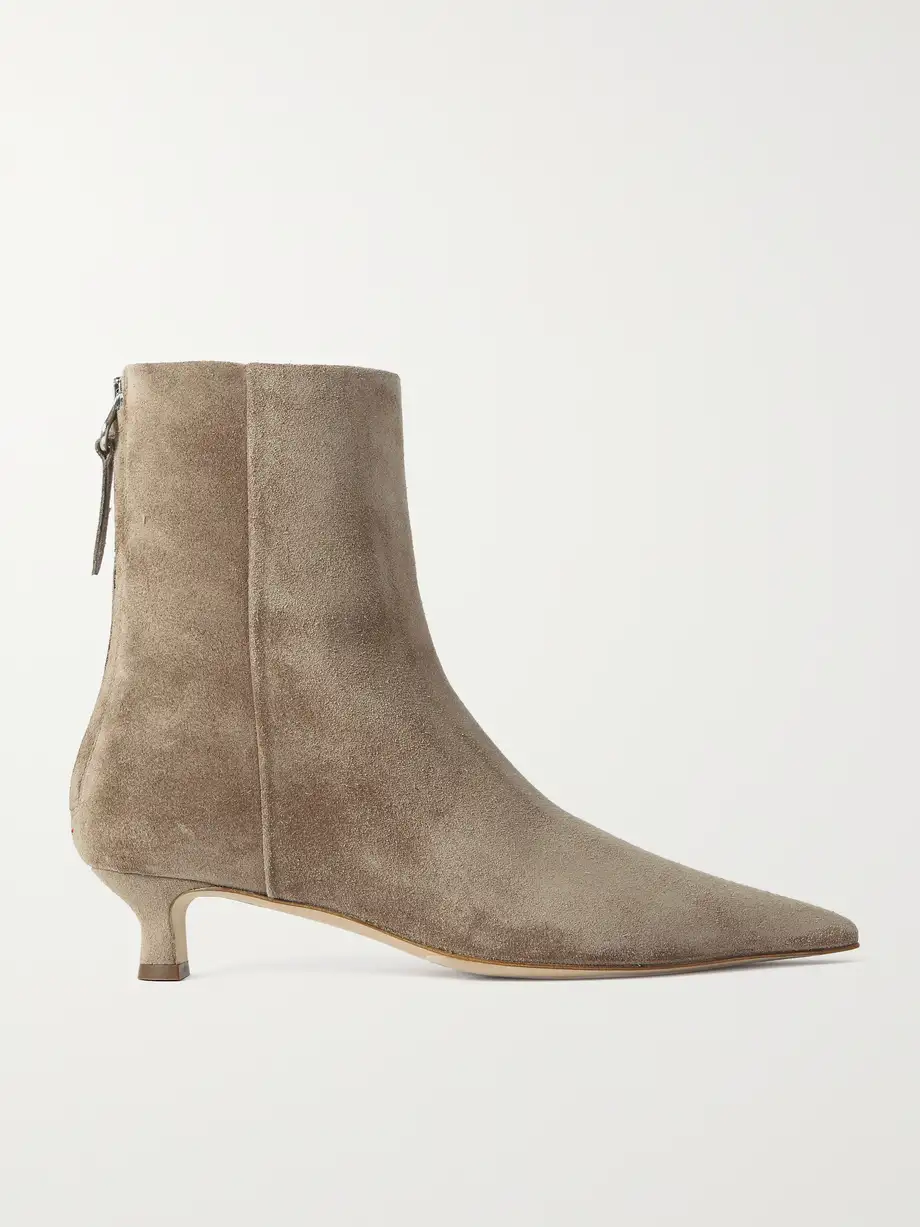 Aeyde - Zoe Suede Point-toe Ankle Boots - Neutrals Cover