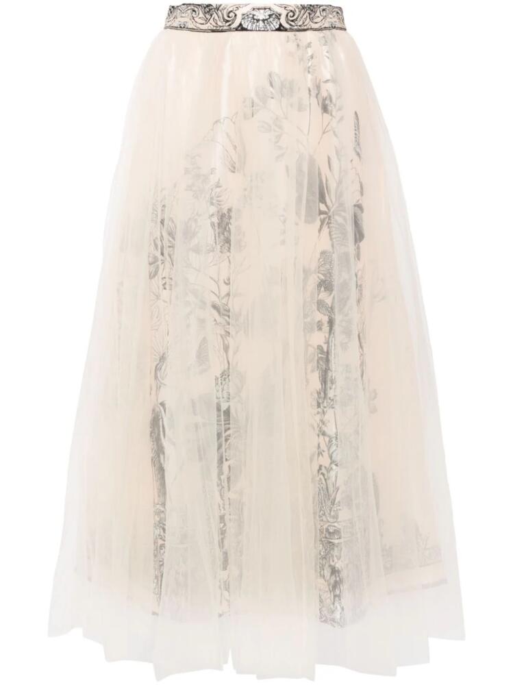 Camilla floral-print tulle skirt - Neutrals Cover