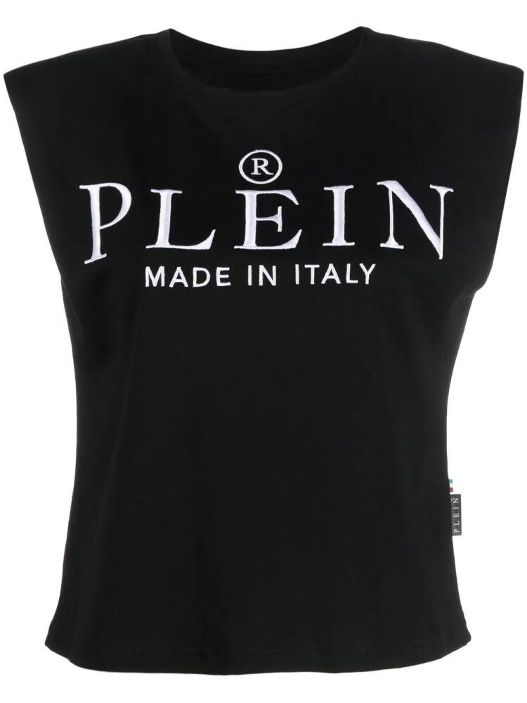 Philipp Plein logo-print cotton tank top - Black Cover