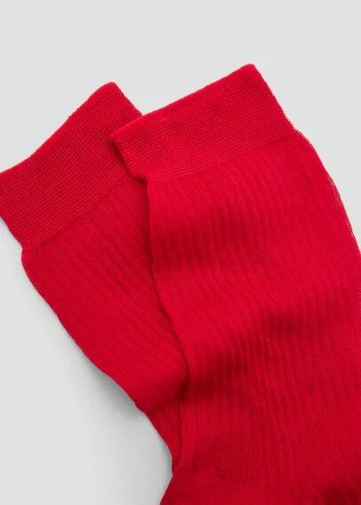 MANGO - Ribbed cotton socks red - One size - Women Cover