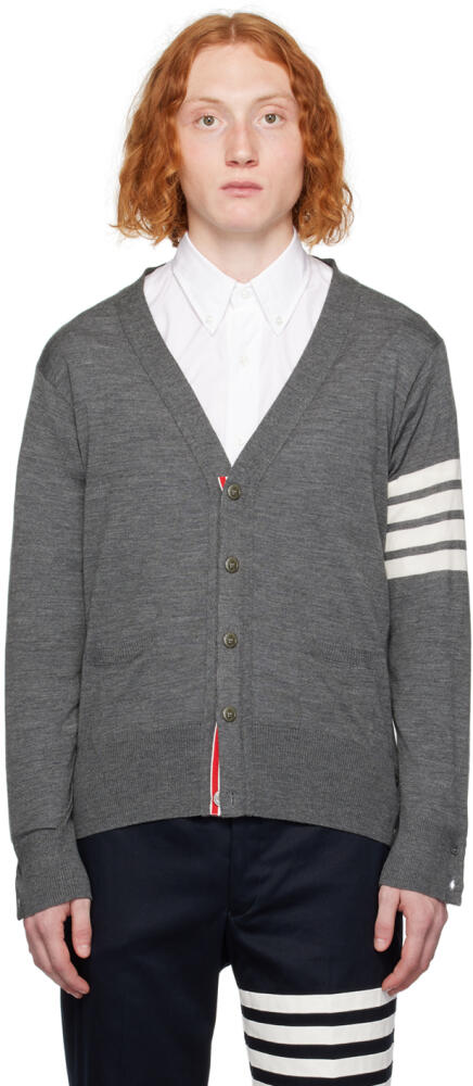 Thom Browne Gray 4-Bar Cardigan Cover