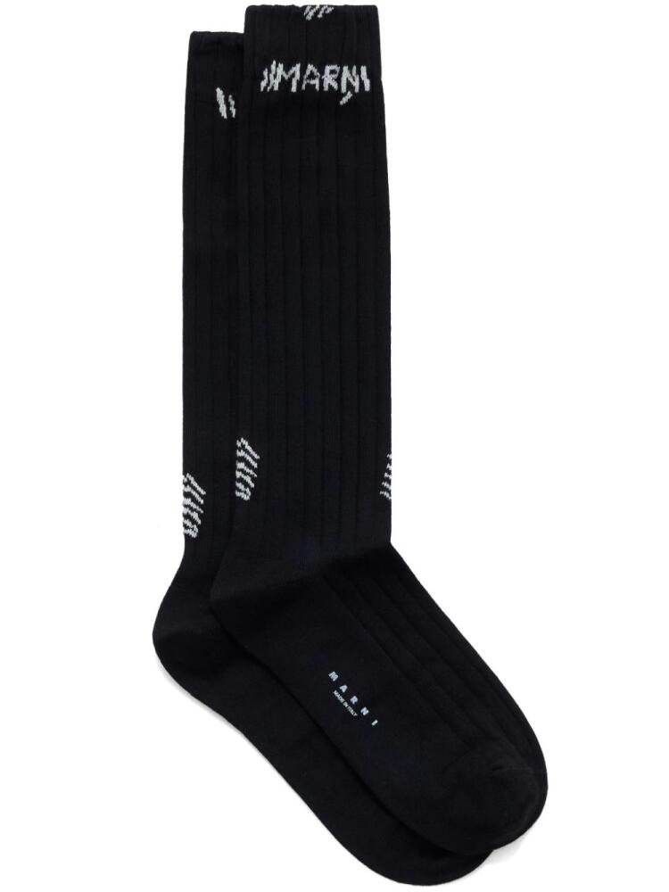 Marni logo-embroidered cotton-blend socks - Black Cover