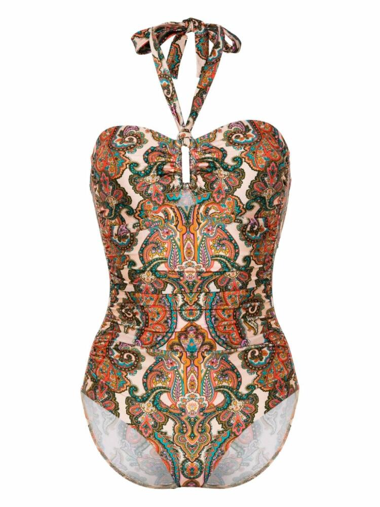 ZIMMERMANN Ottie paisley-print swimsuit - Neutrals Cover