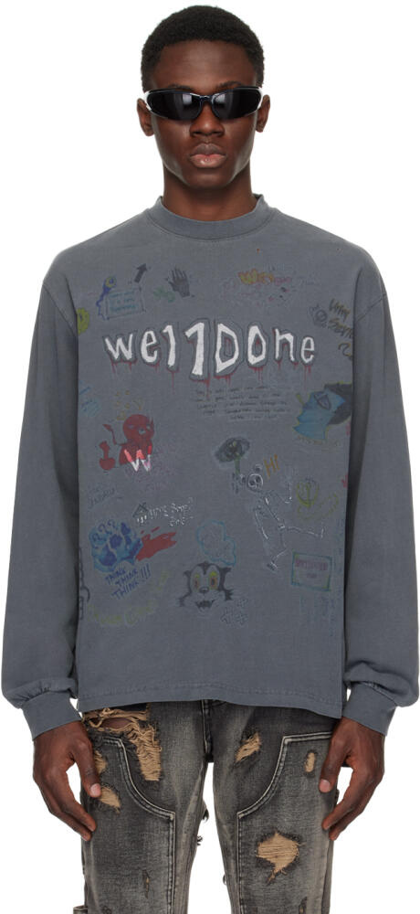 We11done Gray Doodle Long Sleeve T-Shirt Cover