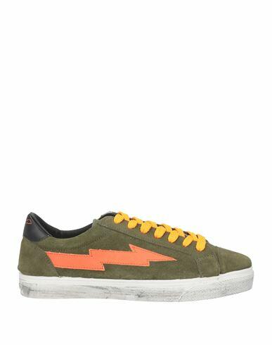 Sanyako Man Sneakers Military green Soft Leather, Textile fibers Cover