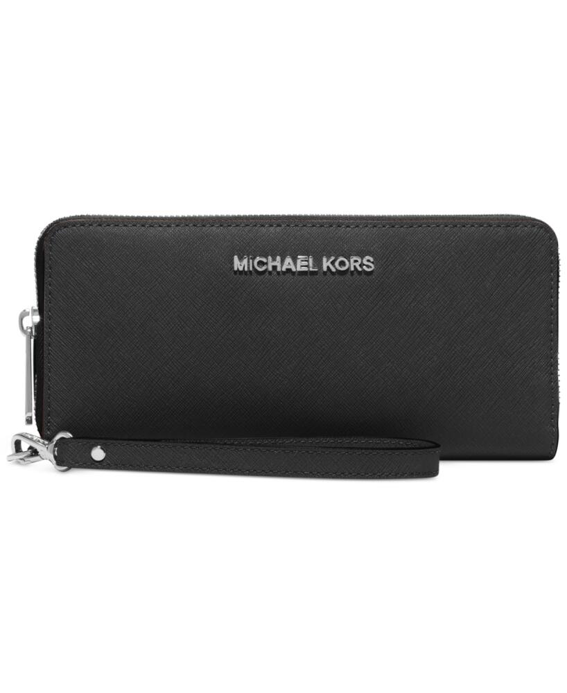 Michael Kors Jet Set Travel Continental Wallet - Black/Silver Cover