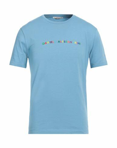 Grey Daniele Alessandrini Man T-shirt Light blue Cotton, Elastane Cover