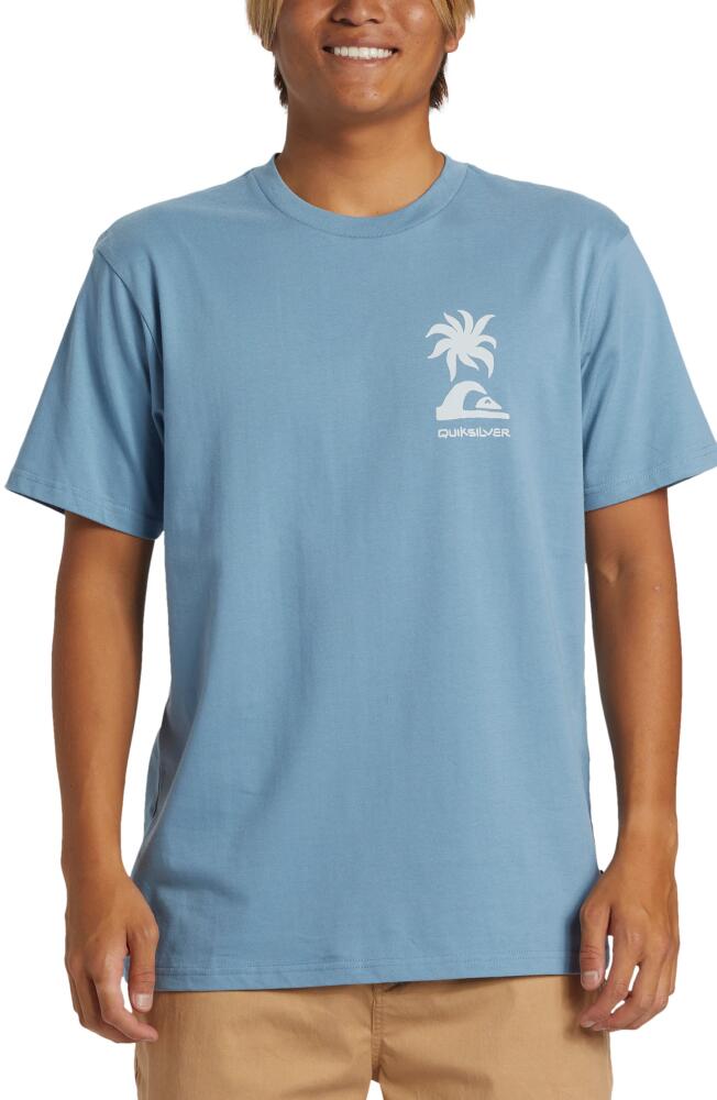 Quiksilver Tropical Breeze Organic Cotton Graphic T-Shirt in Blue Shadow Cover