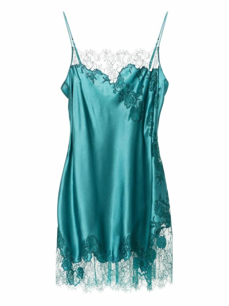 Carine Gilson lace-trim silk slip dress - Blue Cover