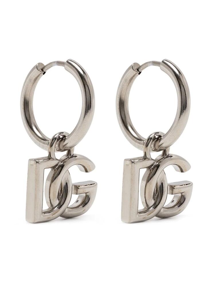 Dolce & Gabbana logo-plaque hoop earrings - Silver Cover