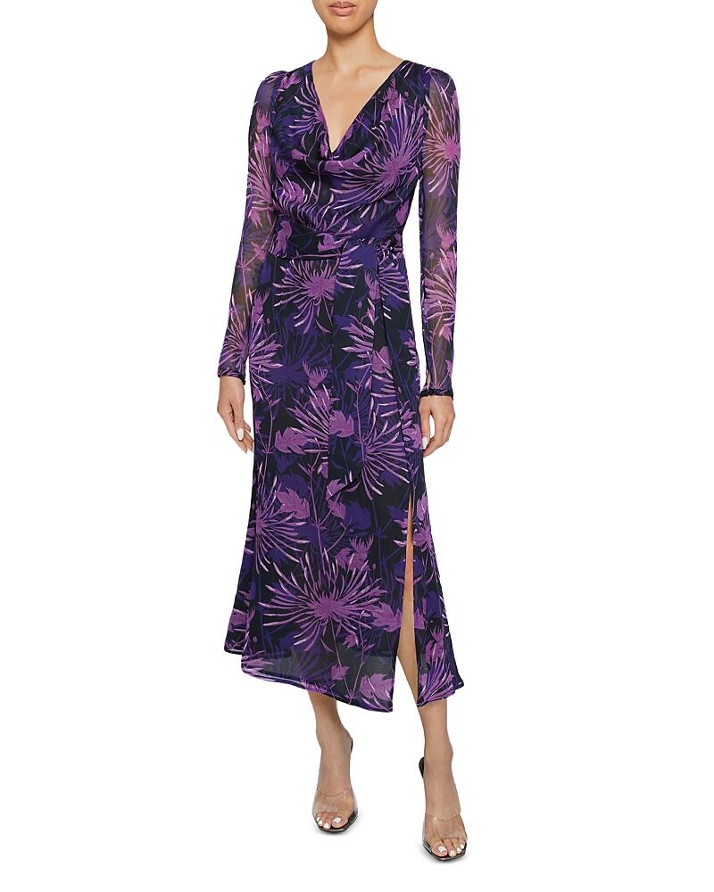 Santorelli Printed Cowl Neck Midi Dress Cover