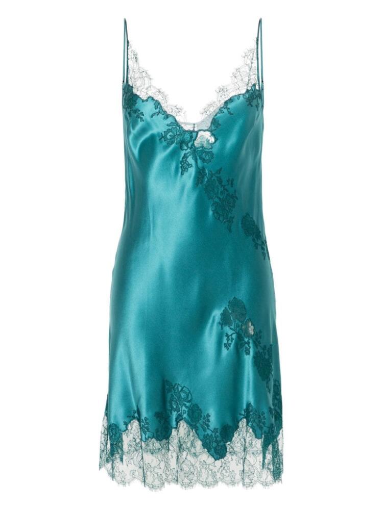 Carine Gilson lace-trim silk slip dress - Blue Cover