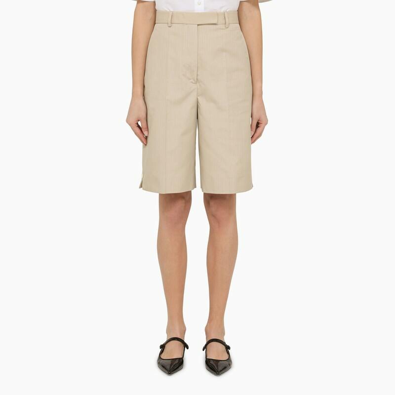 Thom Browne Khaki high-waisted bermuda shorts Cover