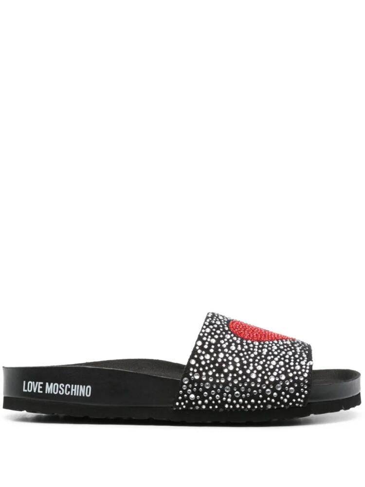 Love Moschino rhinestone-embellished slides - Black Cover