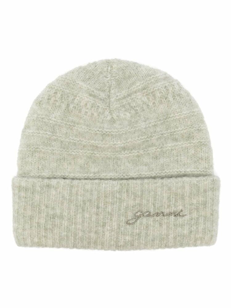 GANNI embroidered-logo beanie - Green Cover