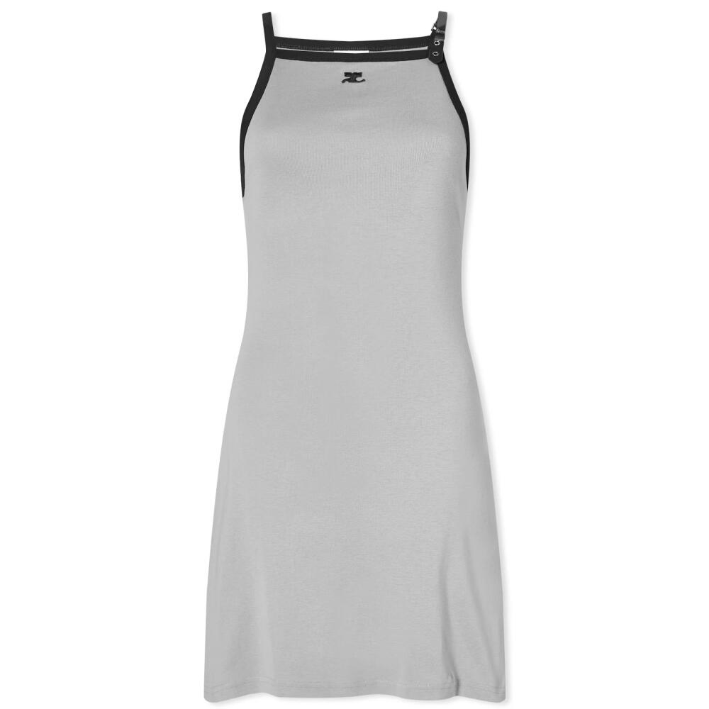 Courrèges Women's Buckle Contrast Dress in Smocked Grey/Black Cover