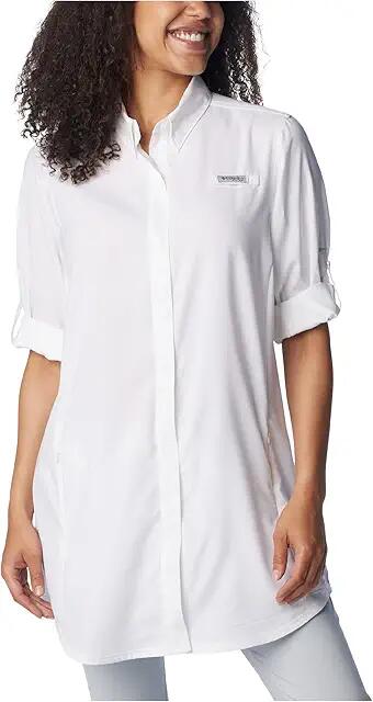 Columbia Tamiami Long Sleeve Tunic (White) Women's Long Sleeve Button Up Cover