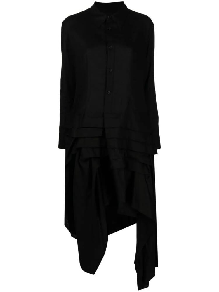 Yohji Yamamoto asymmetric ruffled midi shirtdress - Black Cover