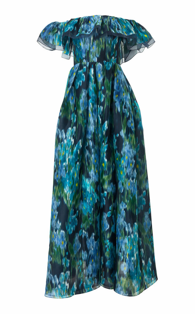 Carolina Herrera - Ruffled Off-The-Shoulder Silk Chiffon Gown - Multi Cover