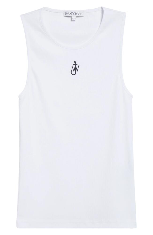 JW Anderson Embroidered Anchor Stretch Cotton Tank in White Cover