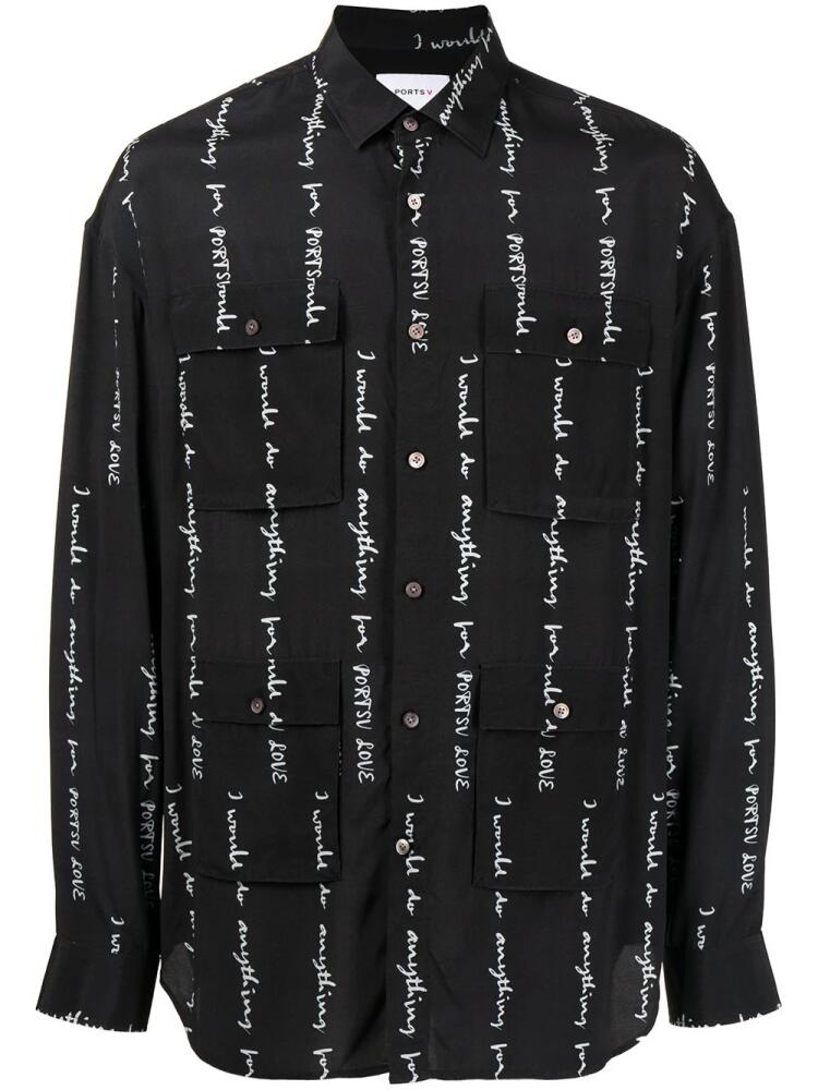 Ports V graphic-print multi-pocket shirt - Black Cover