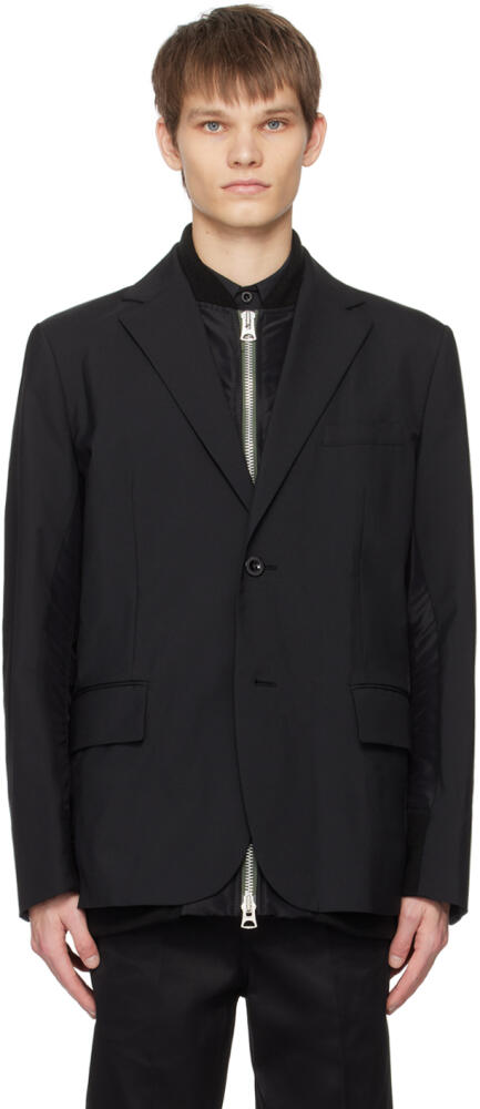 sacai Black Paneled Blazer Cover