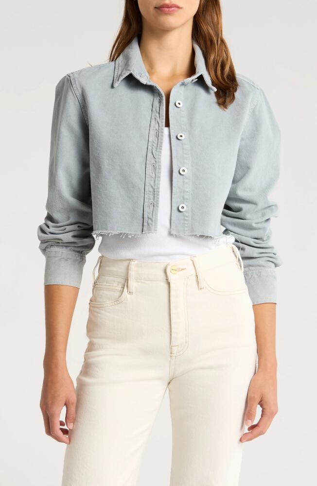 SLVRLAKE Crop Raw Hem Button-Up Denim Shirt in Dove Gray Cover