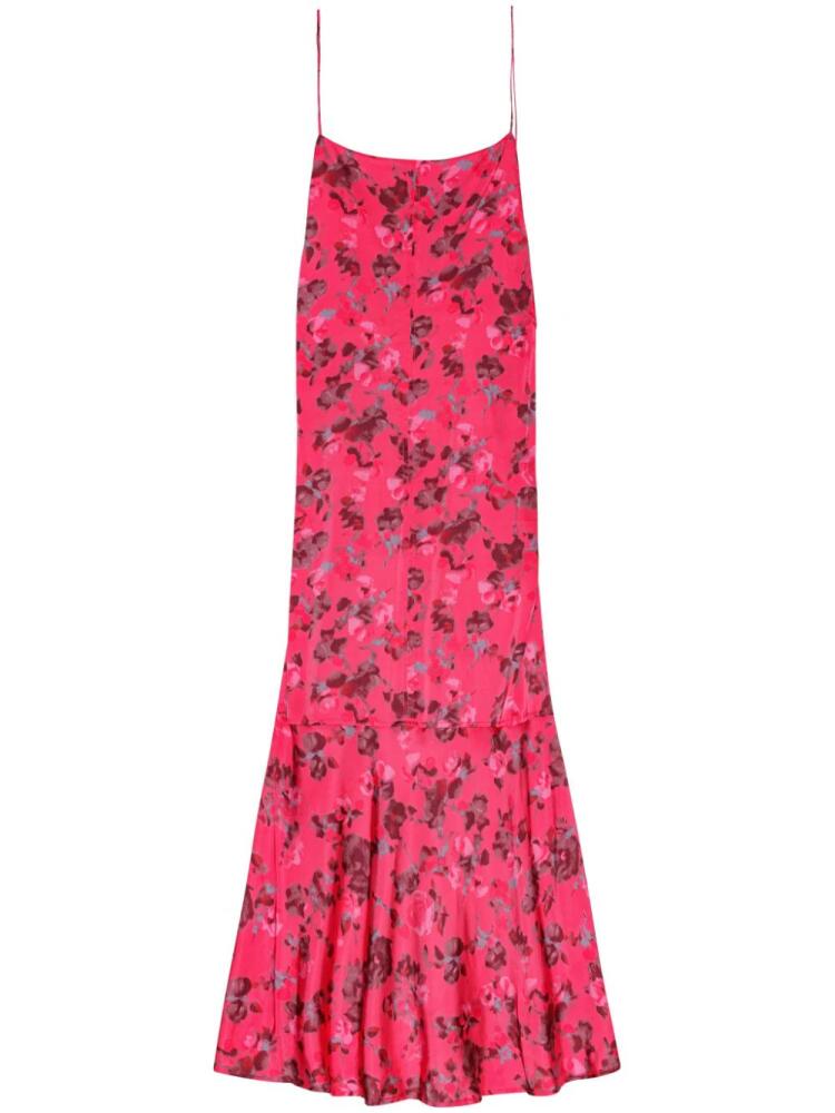 GANNI floral-print satin slip dress - Pink Cover